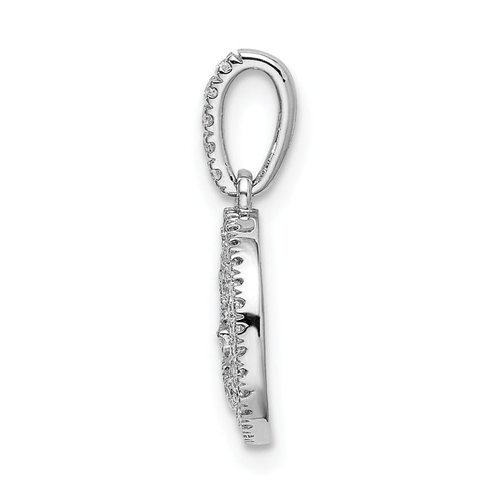 14k White Gold Circle Swirl Diamond Pendant-PM8512-017-WA