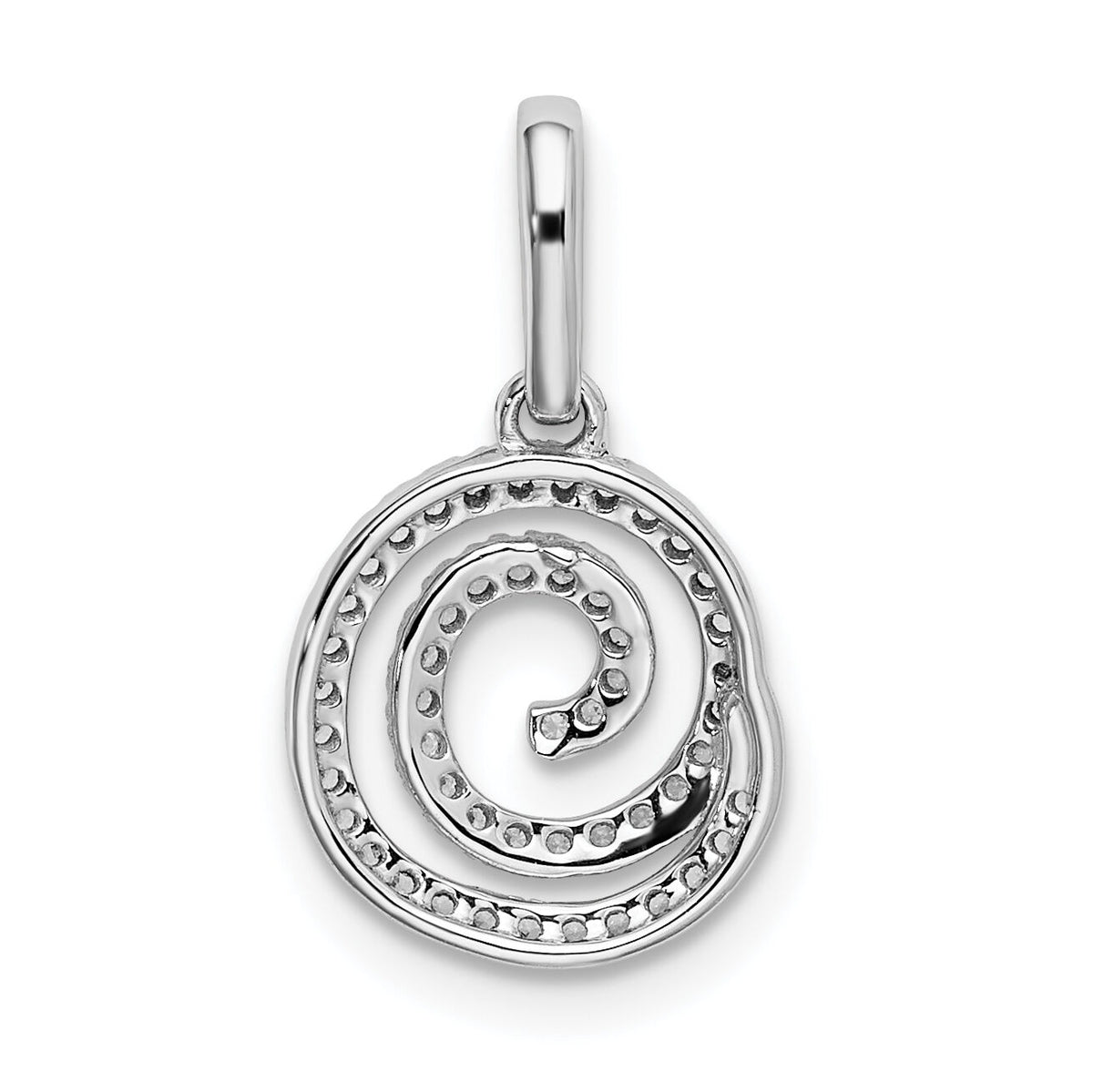 14k White Gold Circle Swirl Diamond Pendant-PM8512-017-WA