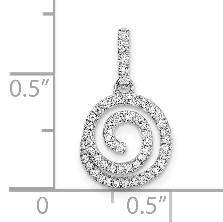 14k White Gold Circle Swirl Diamond Pendant-PM8512-017-WA