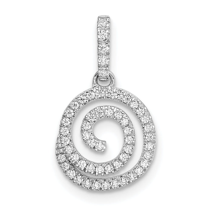 14k White Gold Circle Swirl Diamond Pendant-PM8512-017-WA