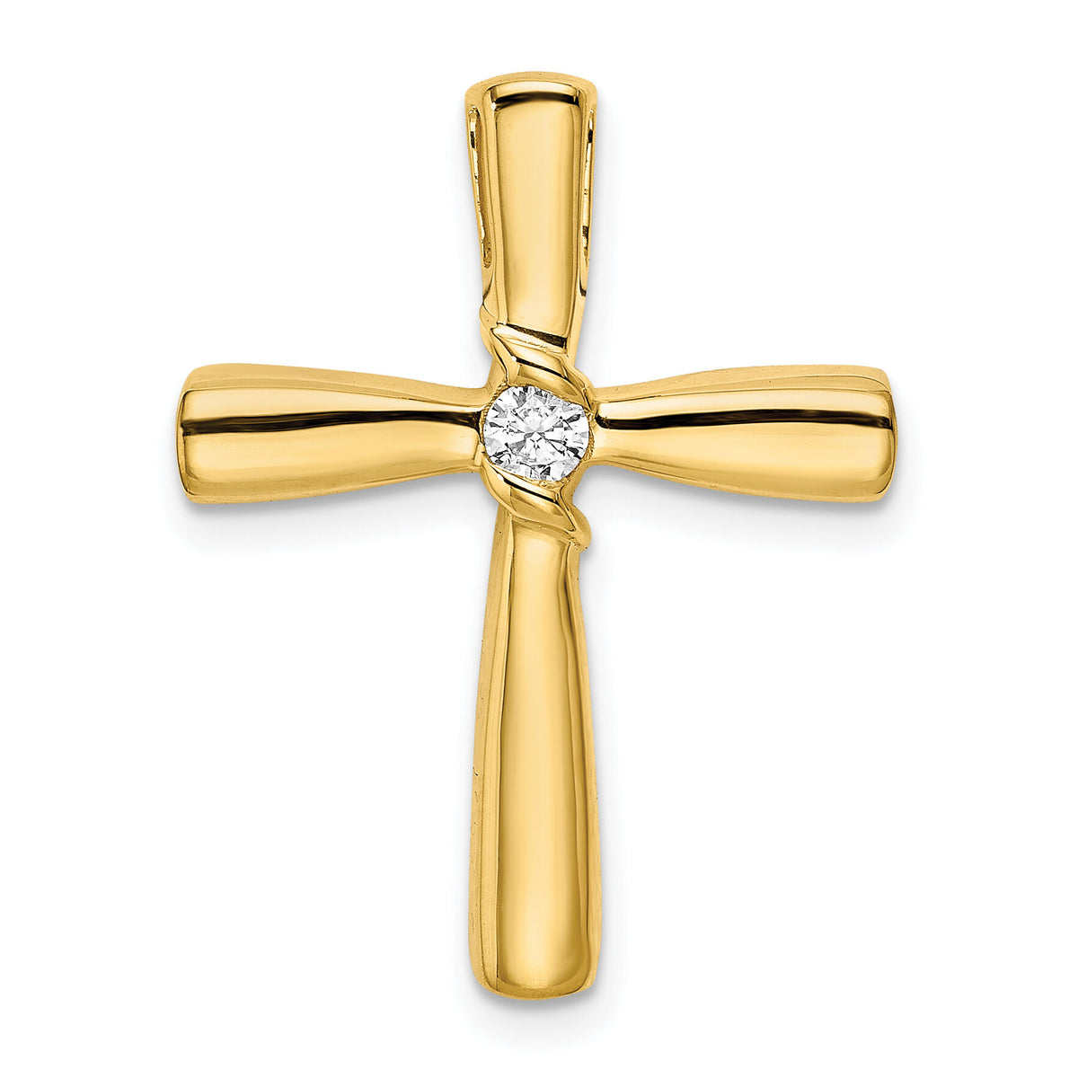 14k Polished Diamond Cross Chain Slide-PM8517-010-YA