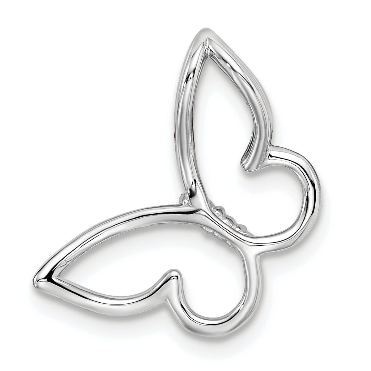 14k White Gold Polished Butterfly Diamond Chain Slide-PM8521-005-WA