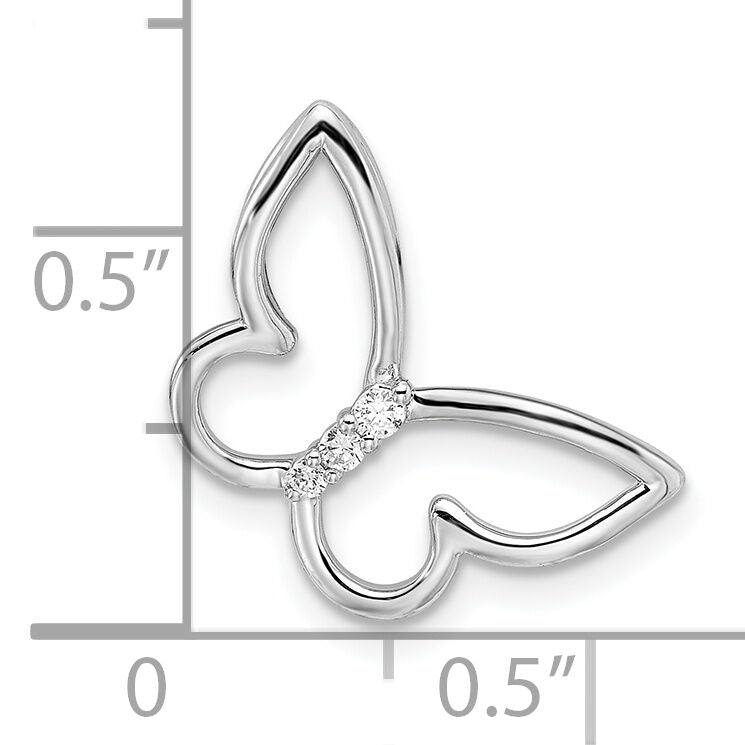 14k White Gold Polished Butterfly Diamond Chain Slide-PM8521-005-WA