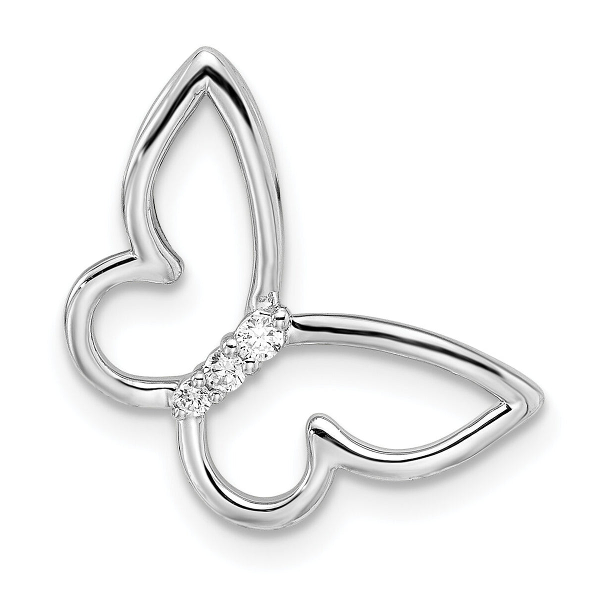 14k White Gold Polished Butterfly Diamond Chain Slide-PM8521-005-WA