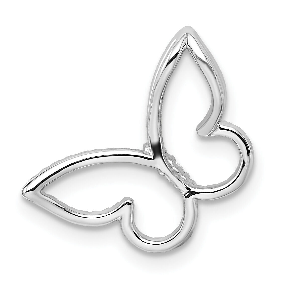 14k White Gold Polished Butterfly Diamond Chain Slide-PM8522-020-WA