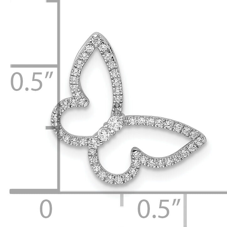 14k White Gold Polished Butterfly Diamond Chain Slide-PM8522-020-WA