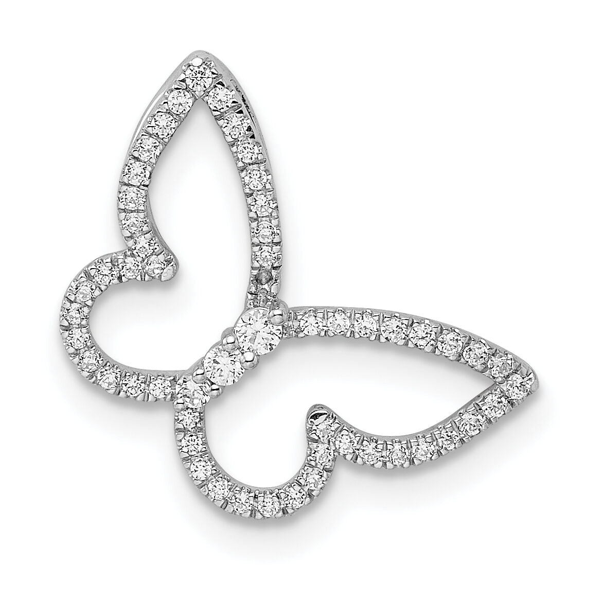 14k White Gold Polished Butterfly Diamond Chain Slide-PM8522-020-WA