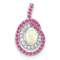 14k White Gold Pink Tourmaline/Opal & Diamond Chain Slide-PM8523-PT/OP-006-WA