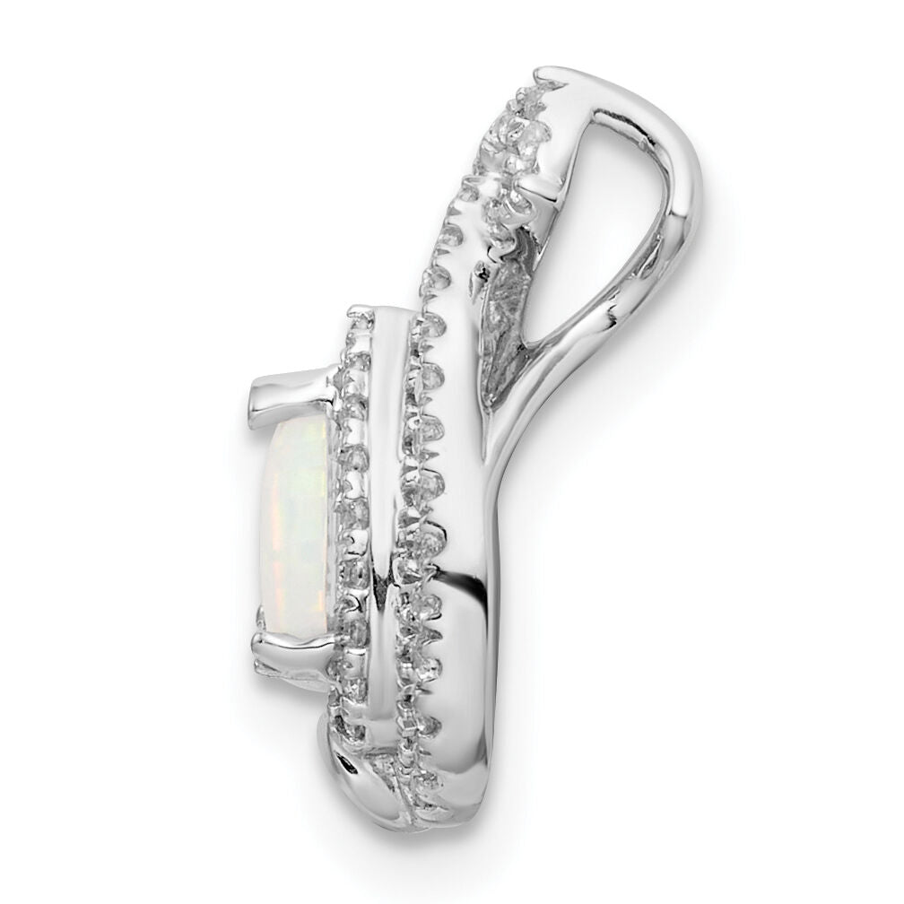 14k White Gold Polished Pear Opal & Diamond Chain Slide-PM8525-OP-016-WA
