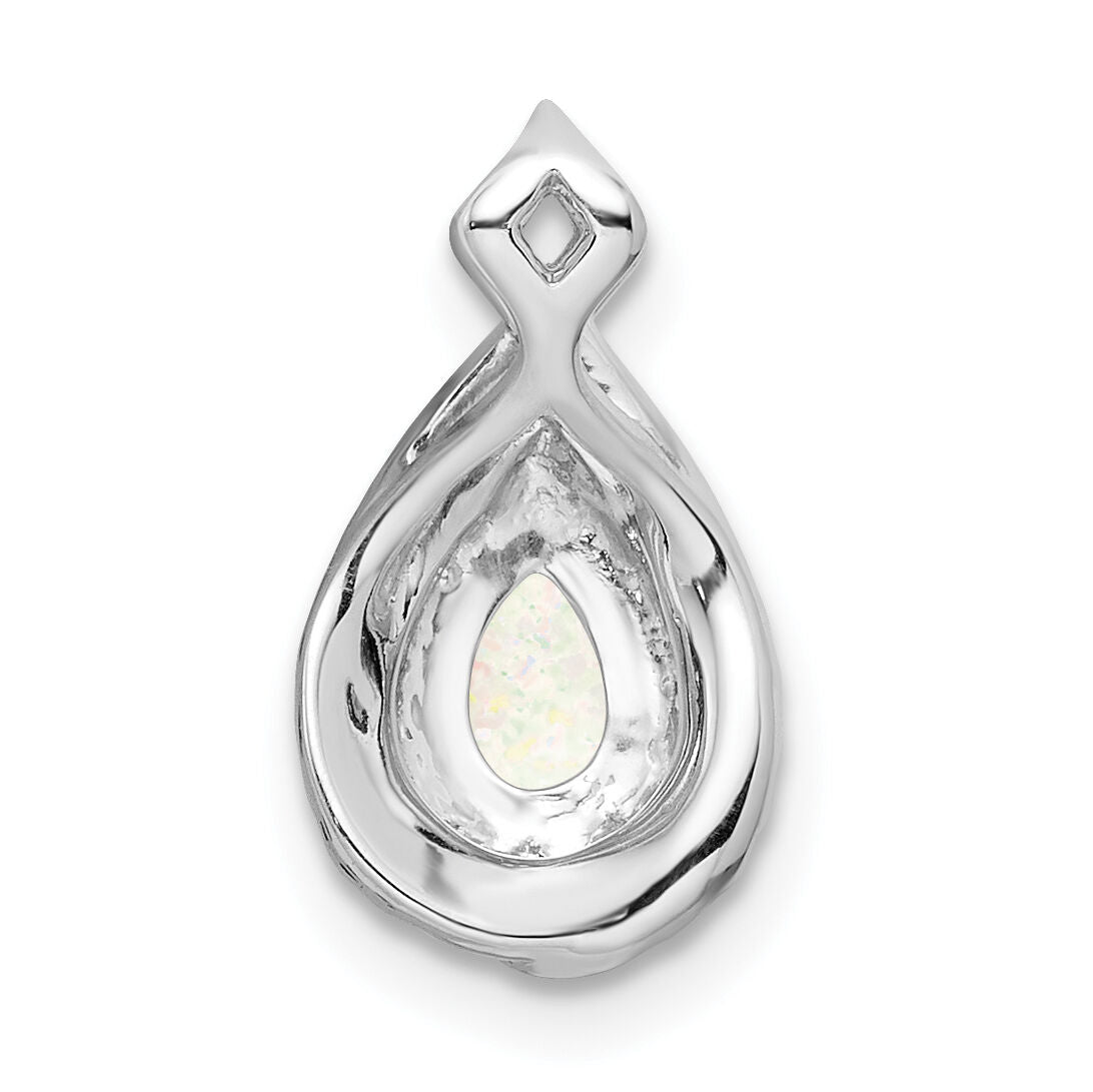 14k White Gold Polished Pear Opal & Diamond Chain Slide-PM8525-OP-016-WA