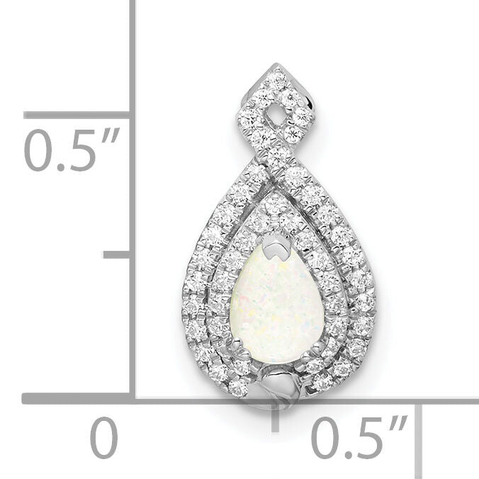 14k White Gold Polished Pear Opal & Diamond Chain Slide-PM8525-OP-016-WA