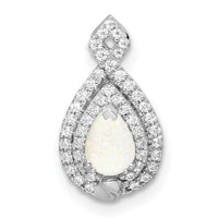 14k White Gold Polished Pear Opal & Diamond Chain Slide-PM8525-OP-016-WA