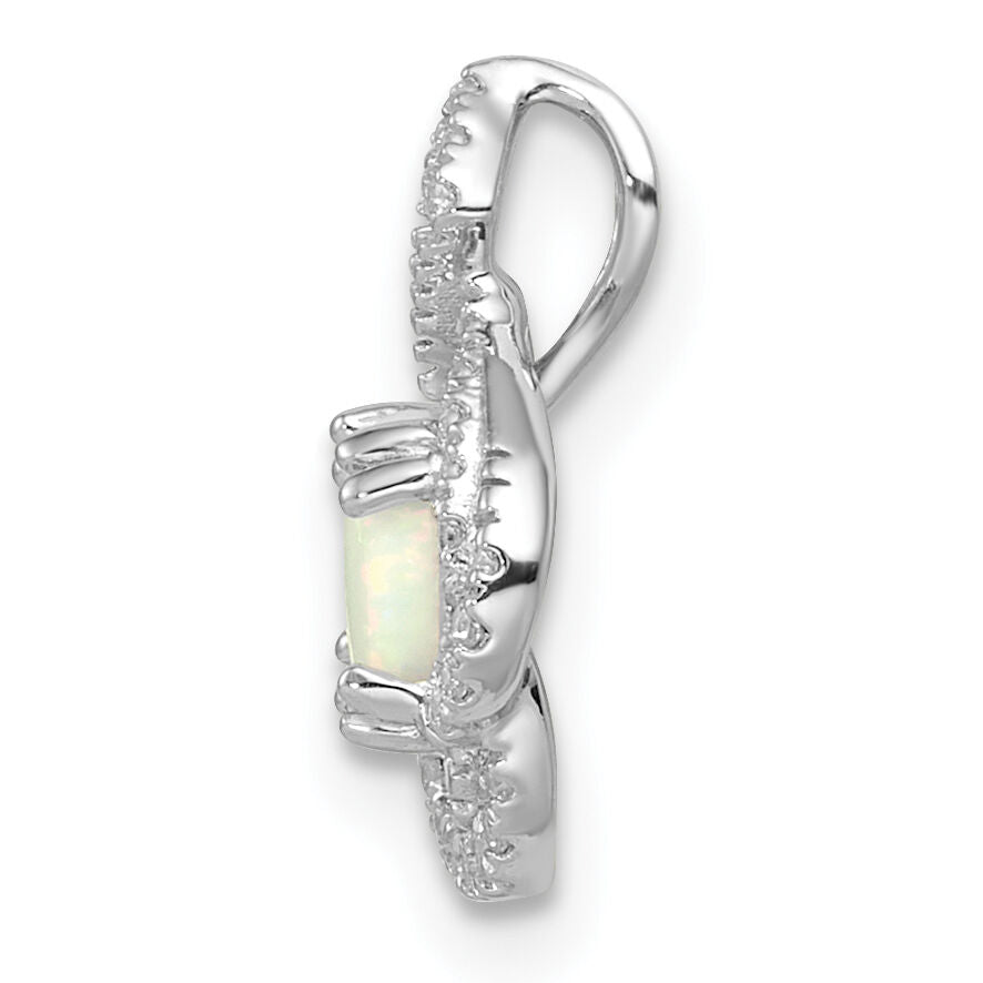 14k White Gold Polished Oval Opal & Diamond Vintage Chain Slide-PM8526-OP-010-WA
