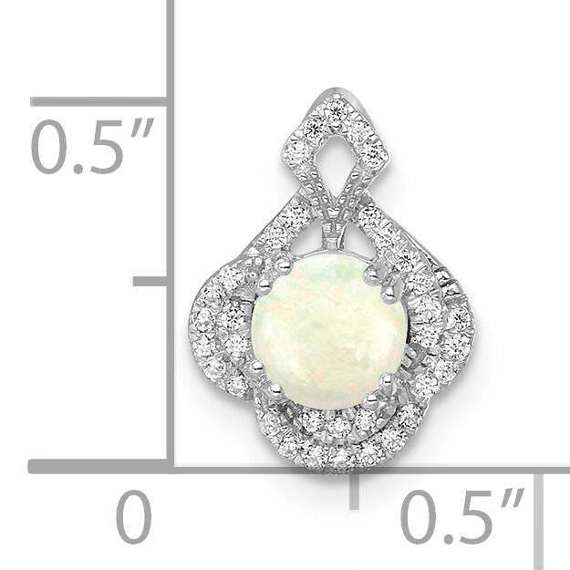 14k White Gold Polished Oval Opal & Diamond Vintage Chain Slide-PM8526-OP-010-WA