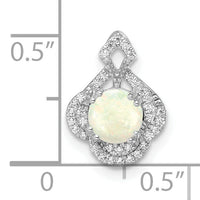 14k White Gold Polished Oval Opal & Diamond Vintage Chain Slide-PM8526-OP-010-WA