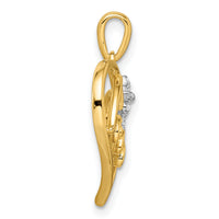 14k Two-tone Polished Heart with Bow Diamond Pendant-PM8530-006-YWA