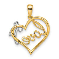 14k Two-tone Polished Heart with Bow Diamond Pendant-PM8530-006-YWA