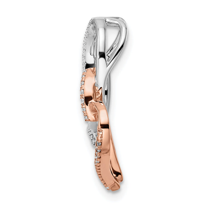 14k Two-tone White and Rose Double Heart Diamond Chain Slide-PM8531-015-WRA