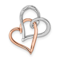 14k Two-tone White and Rose Double Heart Diamond Chain Slide-PM8531-015-WRA