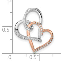 14k Two-tone White and Rose Double Heart Diamond Chain Slide-PM8531-015-WRA