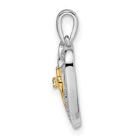 14k Two-tone Heart with Cross Diamond Pendant-PM8532-003-WYA