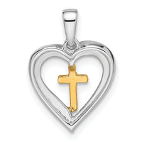14k Two-tone Heart with Cross Diamond Pendant-PM8532-003-WYA