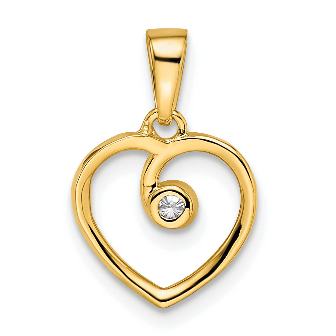14k Polished Heart Diamond Pendant-PM8535-003-YA