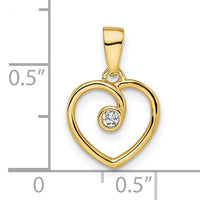 14k Polished Heart Diamond Pendant-PM8535-003-YA