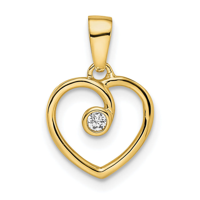 14k Polished Heart Diamond Pendant-PM8535-003-YA