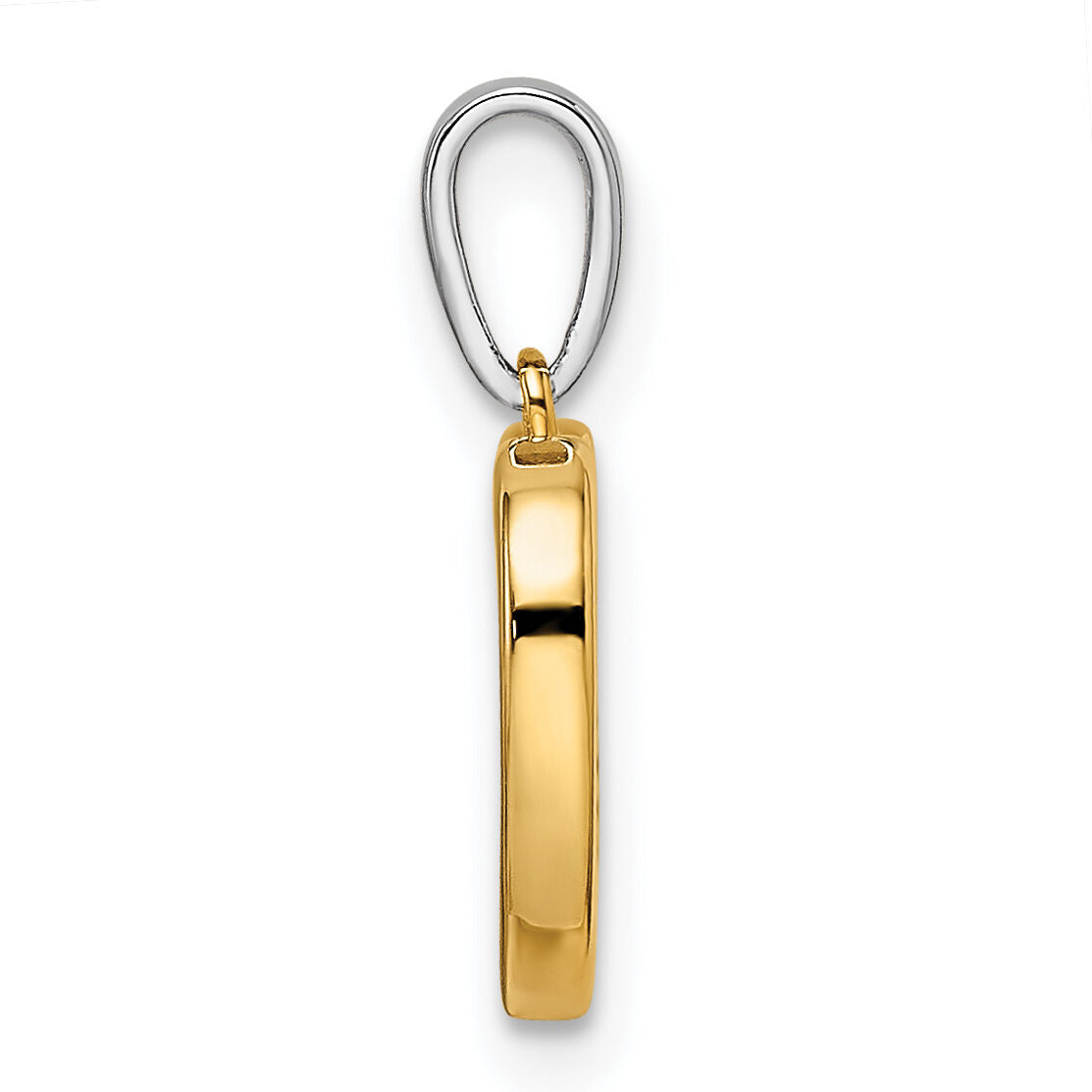14k Two-tone Heart Dangle Diamond Pendant-PM8536-004-YWA
