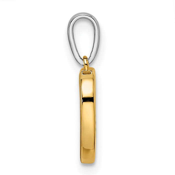 14k Two-tone Heart Dangle Diamond Pendant-PM8536-004-YWA