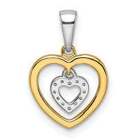 14k Two-tone Heart Dangle Diamond Pendant-PM8536-004-YWA