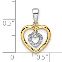 14k Two-tone Heart Dangle Diamond Pendant-PM8536-004-YWA