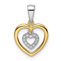 14k Two-tone Heart Dangle Diamond Pendant-PM8536-004-YWA