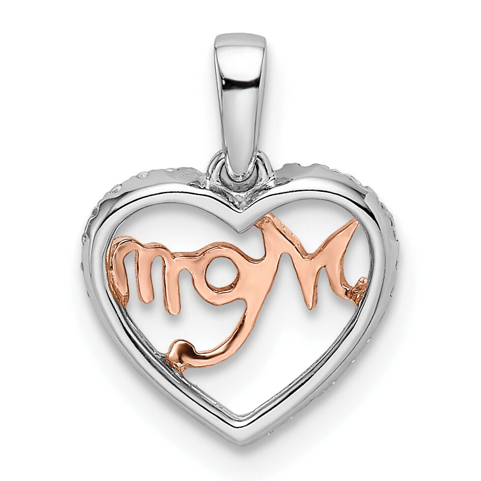 14k Two-tone Diamond White and Rose Mom Heart Pendant-PM8537-010-WRA