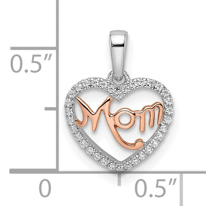 14k Two-tone Diamond White and Rose Mom Heart Pendant-PM8537-010-WRA