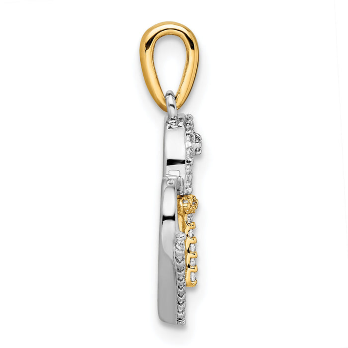 14k Two-tone Heart with Cross Diamond Pendant-PM8538-012-WYA