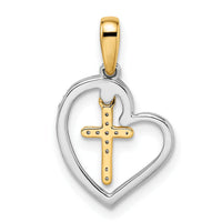 14k Two-tone Heart with Cross Diamond Pendant-PM8538-012-WYA
