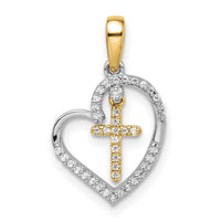 14k Two-tone Heart with Cross Diamond Pendant-PM8538-012-WYA
