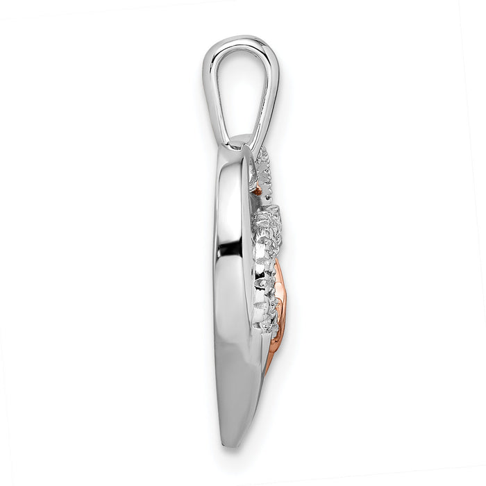 14k Two-tone White and Rose Heart w/Beat Diamond Pendant-PM8539-005-WRA