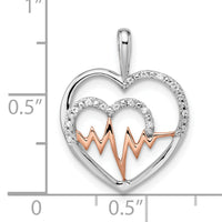 14k Two-tone White and Rose Heart w/Beat Diamond Pendant-PM8539-005-WRA