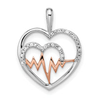 14k Two-tone White and Rose Heart w/Beat Diamond Pendant-PM8539-005-WRA