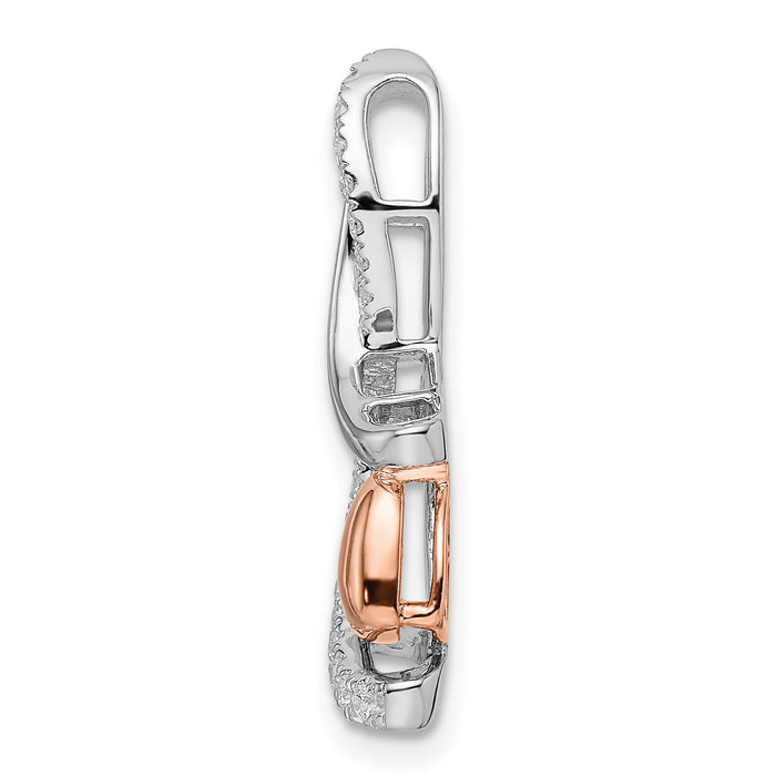 14k Two-tone White and Rose Heart Diamond Chain Slide-PM8543-015-WRA