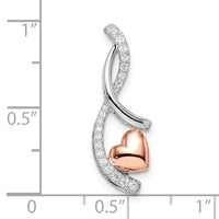 14k Two-tone White and Rose Heart Diamond Chain Slide-PM8543-015-WRA