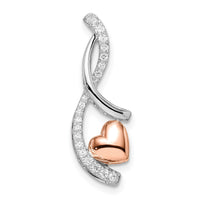 14k Two-tone White and Rose Heart Diamond Chain Slide-PM8543-015-WRA