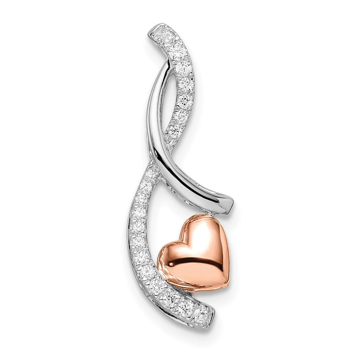 14k Two-tone White and Rose Heart Diamond Chain Slide-PM8543-015-WRA