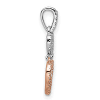 14k Two-tone White and Rose Hearts Dangle Diamond Pendant-PM8544-018-WRA