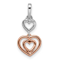 14k Two-tone White and Rose Hearts Dangle Diamond Pendant-PM8544-018-WRA