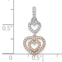14k Two-tone White and Rose Hearts Dangle Diamond Pendant-PM8544-018-WRA