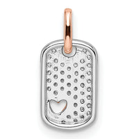 14k Two-tone White and Rose Small Dog Tag w/Heart Diamond Pendant-PM8545-014-WRA
